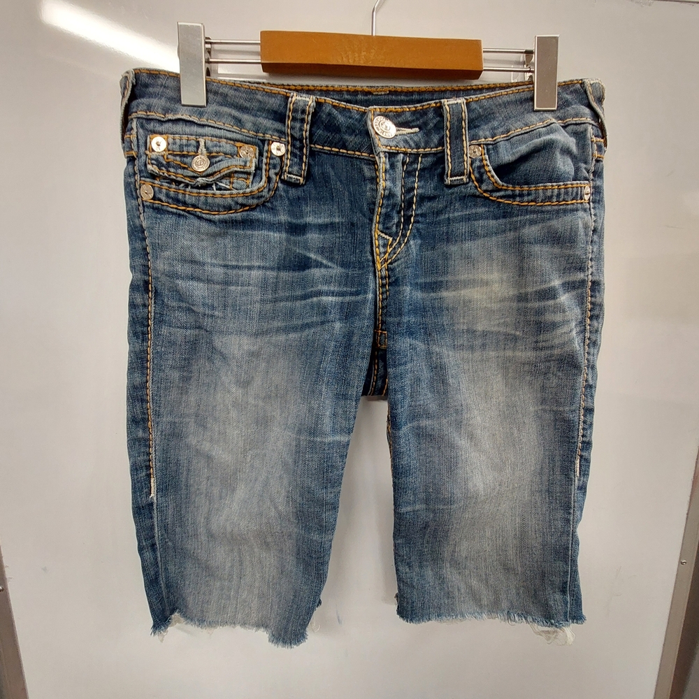 Women's True Religion Distressed Blue Jean Shorts - Size 27